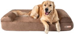 Big Barker Sofa Edition Orthopedic Bolster Dog Bed with Removable Cover, Khaki, Large