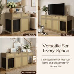 PureCozy Heavy Duty Wooden Chew Resistant End Table Dog Crate with Right Kennel, Large: 40-in, Light Oak slide 2 of 9