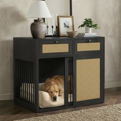 PureCozy Heavy Duty Furniture Style Chew Resistant Dog Crate with Left Kennel, Large: 40-in, Black