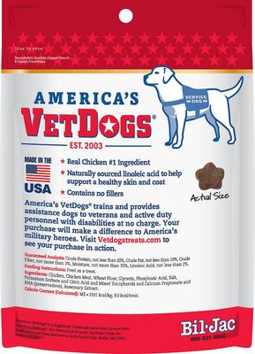 Show full view: Bil-Jac America's VetDogs Skin & Coat Dog Treats, 10-oz bag, bundle of 6 slide 3 of 9