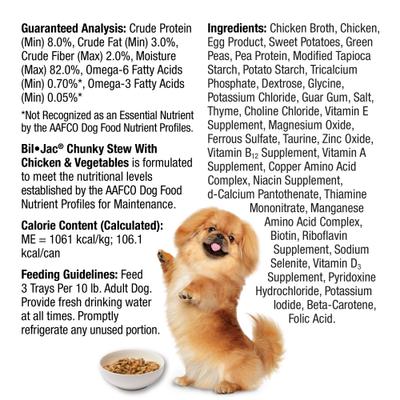 Show full view: Bil-Jac Chunky Stew Chicken & Vegetables Recipe Wet Dog Food, 3.5-oz tub, case of 12 slide 7 of 7