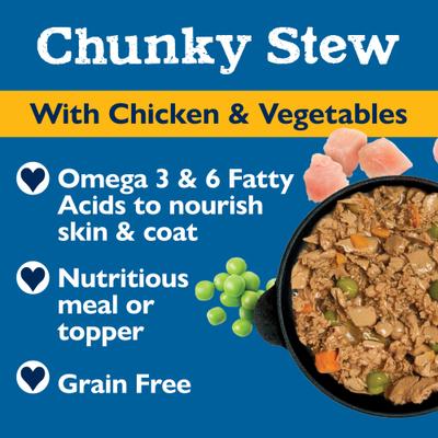 Show full view: Bil-Jac Chunky Stew Chicken & Vegetables Recipe Wet Dog Food, 3.5-oz tub, case of 12 slide 4 of 7