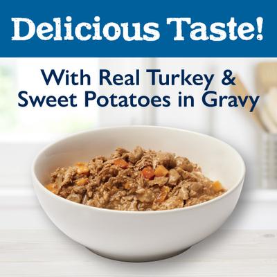 Show full view: Bil-Jac Harvest Feast Turkey & Sweet Potatoes in Gravy Recipe Wet Dog Food, 3.5-oz tub, case of 12 slide 6 of 8