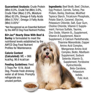 Show full view: Bil-Jac Hearty Stew Beef & Barley Recipe Wet Dog Food, 3.5-oz tub, case of 12 slide 7 of 7