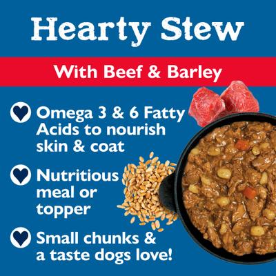 Show full view: Bil-Jac Hearty Stew Beef & Barley Recipe Wet Dog Food, 3.5-oz tub, case of 12 slide 4 of 7