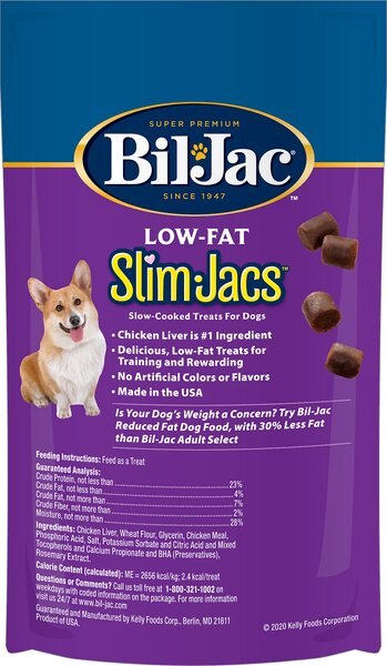 Bil-Jac Low-Fat SlimJacs Slow-Cooked Dog Treat, 4-oz pouch