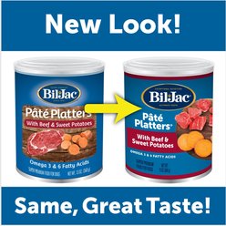 Bil-Jac Pate Platters with Beef & Sweet Potatoes Canned Dog Food, 13-oz, case of 12 slide 2 of 6