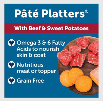 Show full view: Bil-Jac Pate Platters with Beef & Sweet Potatoes Canned Dog Food, 13-oz, case of 12 slide 7 of 9