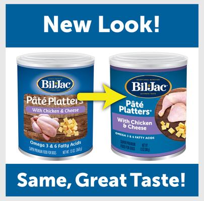Show full view: Bil-Jac Pate Platters with Chicken & Cheese Canned Dog Food, 13-oz, case of 12 slide 3 of 8