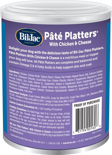 Bil-Jac Pate Platters with Chicken & Cheese Canned Dog Food
