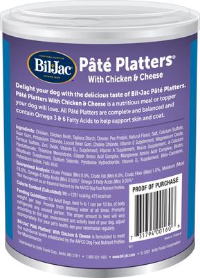Show full view: Bil-Jac Pate Platters with Chicken & Cheese Canned Dog Food, 13-oz, case of 12 slide 4 of 8