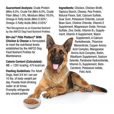 Show full view: Bil-Jac Pate Platters with Chicken & Cheese Canned Dog Food, 13-oz, case of 12 slide 6 of 8