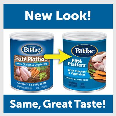 Show full view: Bil-Jac Pate Platters with Chicken & Vegetables Canned Dog Food, 13-oz, case of 12 slide 3 of 9