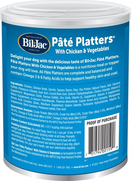 Bil-Jac Pate Platters with Chicken & Vegetables Canned Dog Food