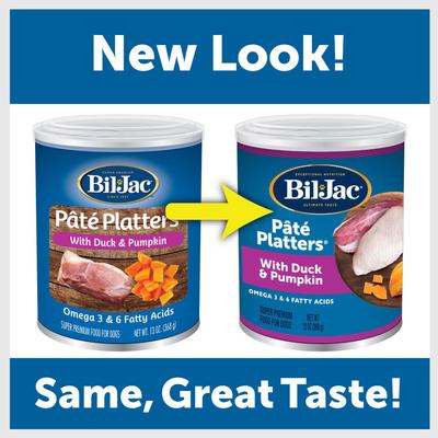 Show full view: Bil-Jac Pate Platters with Duck & Pumpkin Canned Dog Food, 13-oz, case of 12 slide 3 of 9
