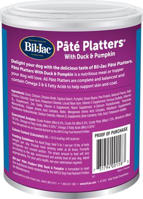Show full view: Bil-Jac Pate Platters with Duck & Pumpkin Canned Dog Food, 13-oz, case of 12 slide 4 of 9