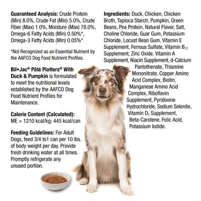 Show full view: Bil-Jac Pate Platters with Duck & Pumpkin Canned Dog Food, 13-oz, case of 12 slide 6 of 9