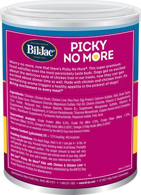 Show full view: Bil-Jac Picky No More Chicken & Chicken Liver Recipe Pate Canned Dog Food, 13-oz, case of 12 slide 3 of 7