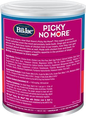 Show full view: Bil-Jac Picky No More Chicken Liver & Beef Recipe Pate Canned Dog Food, 13-oz, case of 12 slide 3 of 7