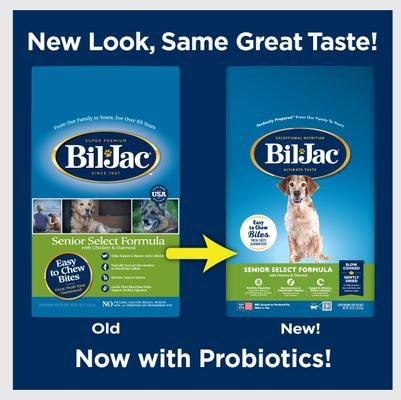 Show full view: Bil-Jac Senior Select Chicken & Oatmeal Recipe Dry Dog Food, 30-lb bag slide 3 of 9