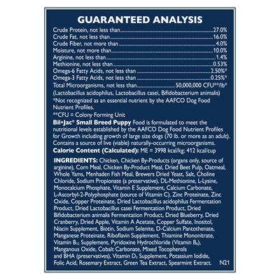 Show full view: Bil-Jac Small Breed Puppy Chicken, Oatmeal & Yam Recipe Dry Dog Food, 6-lb bag slide 6 of 9