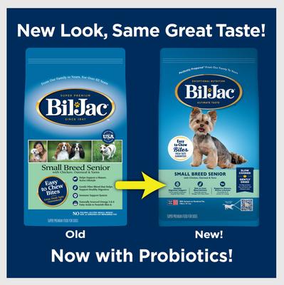 Show full view: Bil-Jac Small Breed Senior Chicken, Oatmeal & Yam Recipe Dry Dog Food, 6-lb bag slide 3 of 9