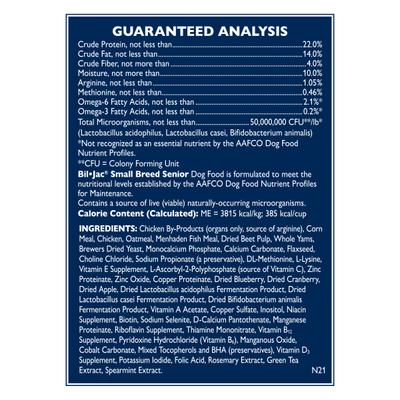 Show full view: Bil-Jac Small Breed Senior Chicken, Oatmeal & Yam Recipe Dry Dog Food, 6-lb bag slide 6 of 9