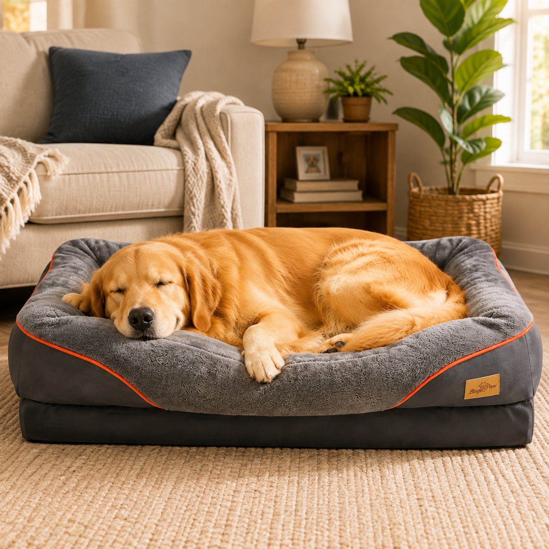 BingoPaw Lounger Sofa Orthopedic Dog Bed, Grey, XX-Large
