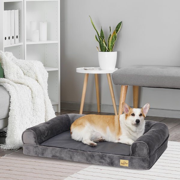 Show full view: BingoPaw Orthopedic Sofa Dog & Cat Bed with Removable Cover, Grey, Large slide 1 of 9