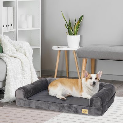 BingoPaw BingoPaw Orthopedic Sofa Dog & Cat Bed with Removable Cover, Grey, Large