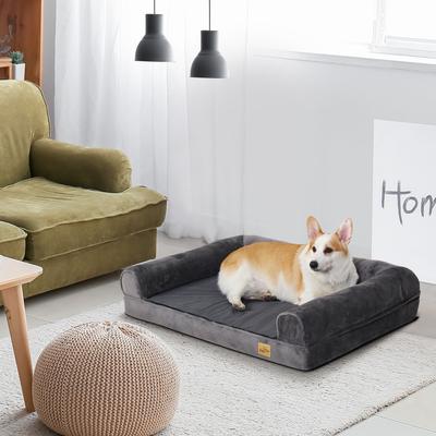 Show full view: BingoPaw Orthopedic Sofa Dog & Cat Bed with Removable Cover, Grey, Large slide 5 of 11