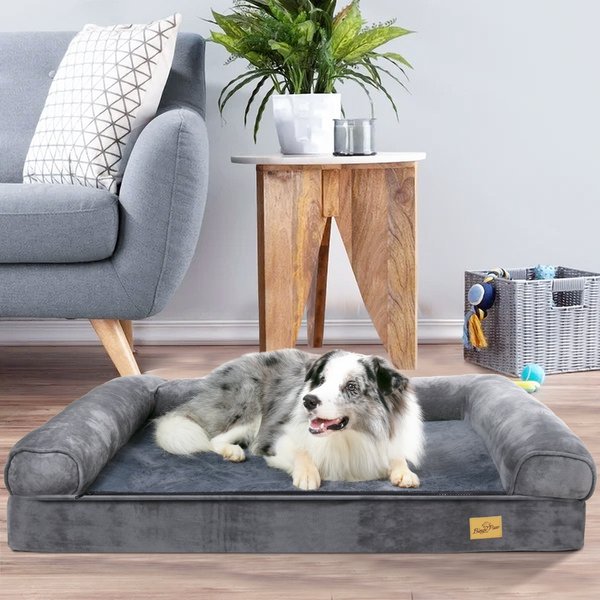Show full view: BingoPaw Orthopedic Sofa Dog & Cat Bed with Removable Cover, Grey, Large slide 2 of 9