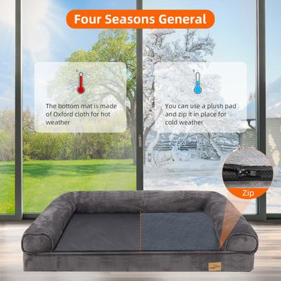 Show full view: BingoPaw Orthopedic Sofa Dog & Cat Bed with Removable Cover, Grey, Large slide 6 of 11