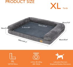 BingoPaw Orthopedic Sofa Dog & Cat Bed with Removable Cover, Grey, X-Large slide 2 of 9
