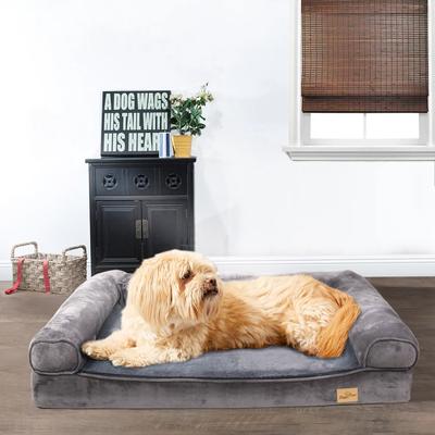 Show full view: BingoPaw Orthopedic Sofa Dog & Cat Bed with Removable Cover, Grey, X-Large slide 2 of 10