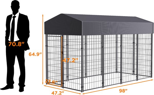 Show full view: BingoPaw Outdoor Dog & Cat Kennel with Cover, Black, Large slide 5 of 7