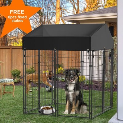 BingoPaw BingoPaw Outdoor Dog & Cat Kennel with Cover, Black, Small