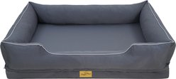 BingoPaw Summer Oxford Orthopedic Removable-Cover Waterproof Machine-Washable Bolster Dog & Cat Bed, Grey, Large