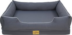 BingoPaw Summer Oxford Orthopedic Removable-Cover Waterproof Machine-Washable Bolster Dog & Cat Bed, Grey, Medium