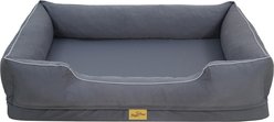 BingoPaw Summer Oxford Orthopedic Removable-Cover Waterproof Machine-Washable Bolster Dog & Cat Bed, Grey, X-Large
