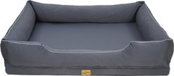 BingoPaw Summer Oxford Orthopedic Removable-Cover Waterproof Machine-Washable Bolster Dog & Cat Bed, Grey, XXX-Large