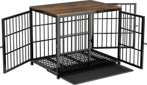 Show full view: BingoPaw Wooden 3-Door Furniture Style Dog & Cat Crate End Table with Removable Tray, Black, Large slide 7 of 11