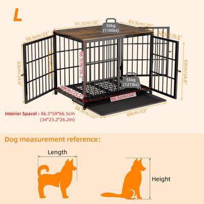Show full view: BingoPaw Wooden 3-Door Furniture Style Dog & Cat Crate End Table with Removable Tray, Black, Large slide 8 of 11