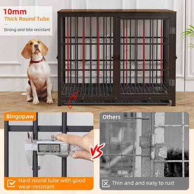 Show full view: BingoPaw Wooden 3-Door Furniture Style Dog & Cat Crate End Table with Removable Tray, Black, Large slide 10 of 11