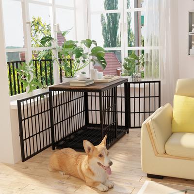 BingoPaw Wooden 3-Door Furniture Style Dog & Cat Crate End Table with Removable Tray