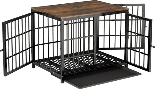 Show full view: BingoPaw Wooden 3-Door Furniture Style Dog & Cat Crate End Table with Removable Tray, Black, Medium slide 5 of 10