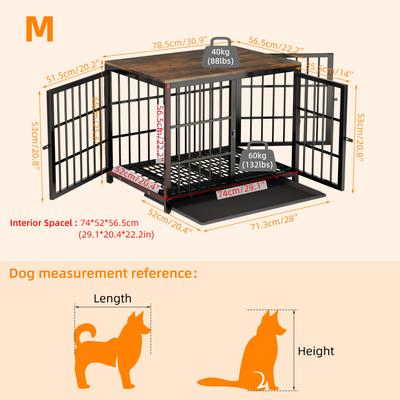 BingoPaw Wooden 3-Door Furniture Style Dog & Cat Crate End Table with Removable Tray