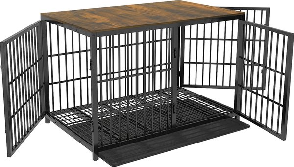 BingoPaw Wooden 3-Door Furniture Style Dog & Cat Crate End Table with Removable Tray