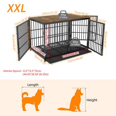 Show full view: BingoPaw Wooden 3-Door Furniture Style Dog & Cat Crate End Table with Removable Tray, Black, XX-Large slide 5 of 10