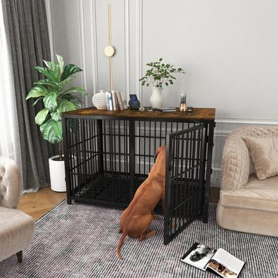 Show full view: BingoPaw Wooden 3-Door Furniture Style Dog & Cat Crate End Table with Removable Tray, Black, XX-Large slide 3 of 10